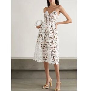 Self-Portrait Elegant White Lace Midi Dress, US2